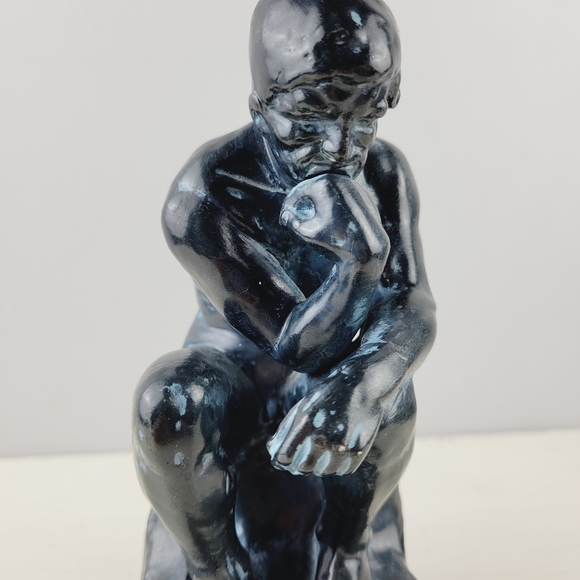 Rare Vintage Inarco Japan Resin “The Thinker” Man Rodin Statue Inspired Art Deco - Picture 4 of 14